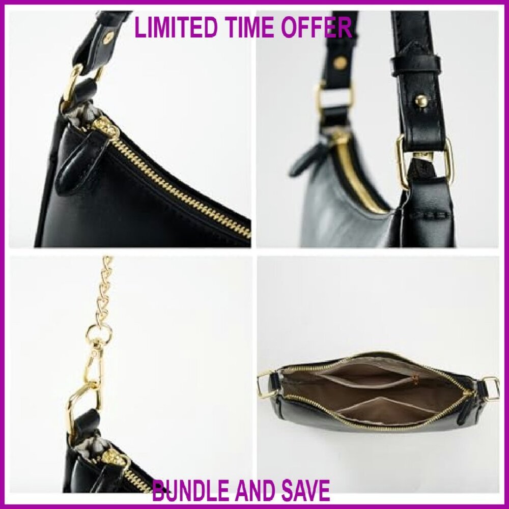 Small Shoulder Bag with Removable Straps, Zipper Closure, PU Leather - Picture 7 of 8